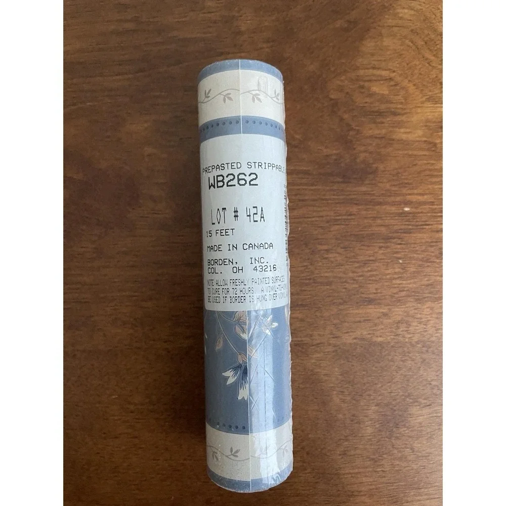 VTG Wallpaper Border Floral Cottage Core Blue White‎ Sunworthy 1 Roll 15 Feet